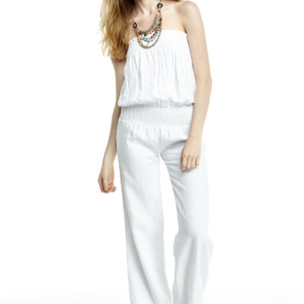 Young Fabulous & Broke White Linen Halter Jumpsuit
